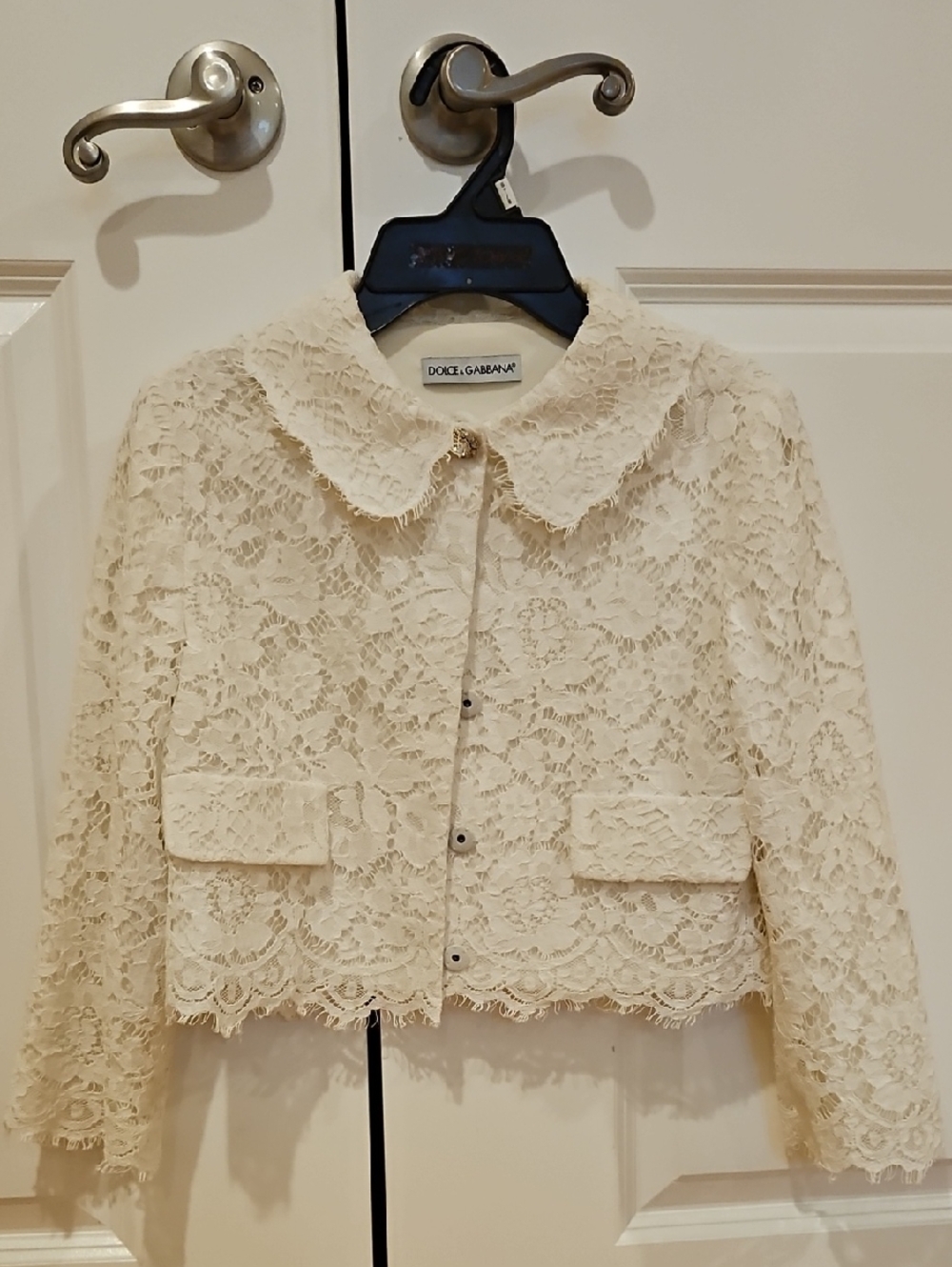 Dolce & Gabbana Ivory Lace Cropped Blazer Size 7-8